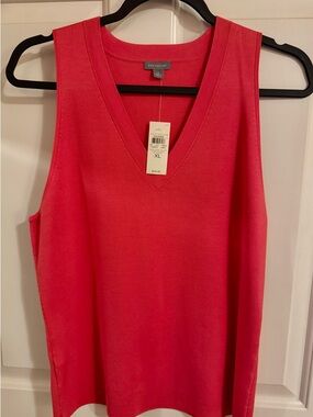 **NWT** Ann Taylor Women's V-Neck 75% Silk Sleeveless Shell - Coral Size - XL